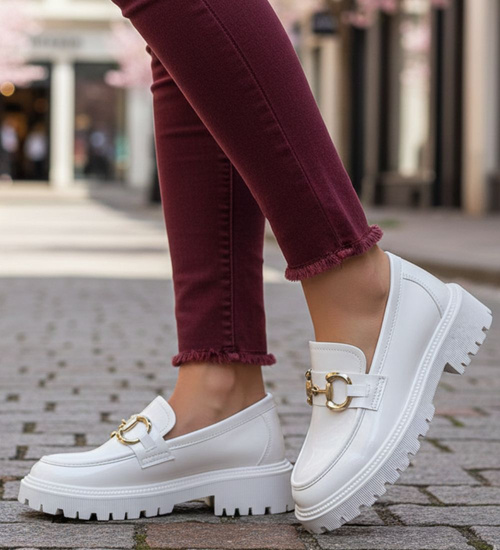 Wiosenne beżowe mokasyny damskie /A7-3 15446 T479/