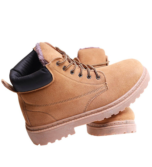 Zimowe karmelowe ocieplane trapery męskie /A9-3 17126 T399/