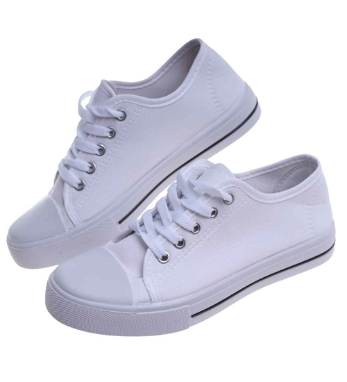 Klasyczne białe trampki z niską cholewką /B4-1 15577 T089/