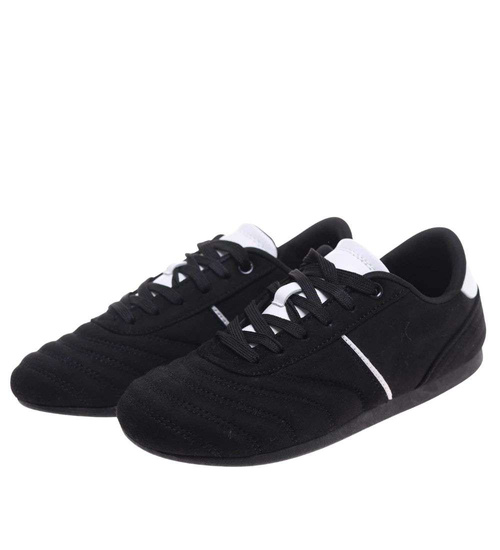 Czarne sneakersy damskie zamszowe /C4-3 18800 W282/