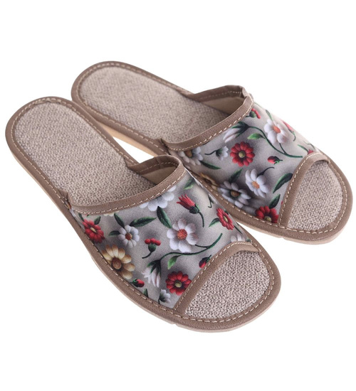Kolorowe kapcie z tkaniny z kwiatowym wzorem /F8-1 18590 S174/