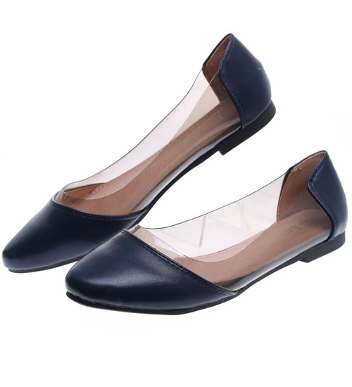 Transparentne granatowe balerinki /G13-2 15850 T190/