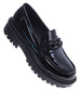 Wsuwane czarne loafersy damskie półbuty na platformie /C6-3 14872 T485/