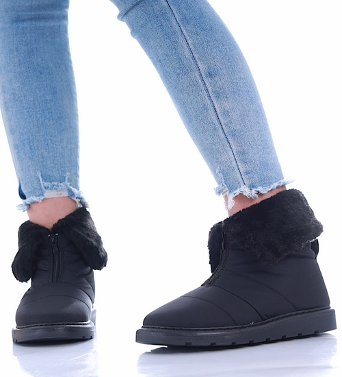 Czarne kozaki śniegowce z futerkiem /G11-3 17008 G284/