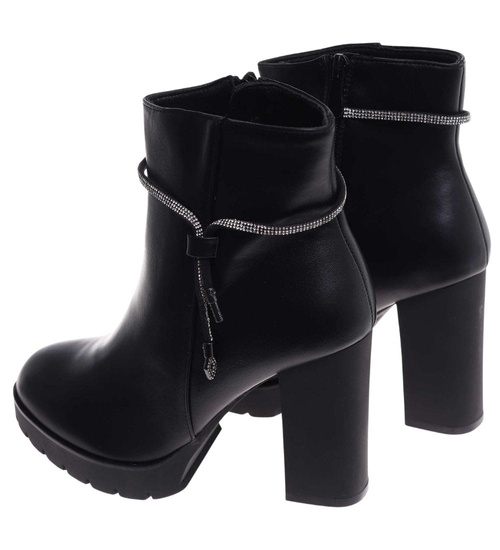 Wizytowe czarne botki na obcasie /E9-1 18237 W303/