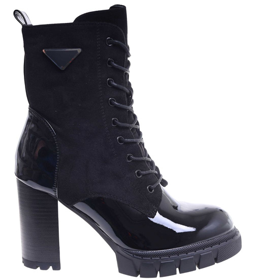 Czarne botki na obcasie /B1-1 +H2 18329 W305/