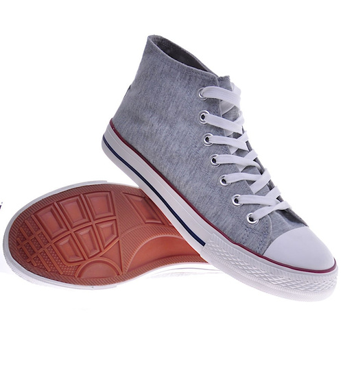 Szare wysokie trampki męskie z tkaniny /F9-2 11183 T194/