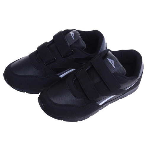 Sportowe czarne buty chłopięce na rzepy /D3-1 18124 T389/