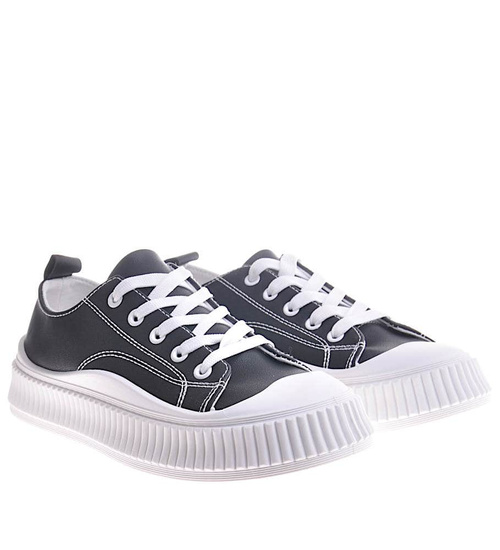 Czarne wiązane trampki creepersy /A5-2 12278 S293/