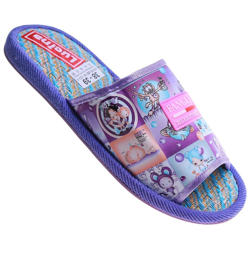 Fioletowe materiałowe kapcie damskie /G11-1 17593 T2-5/