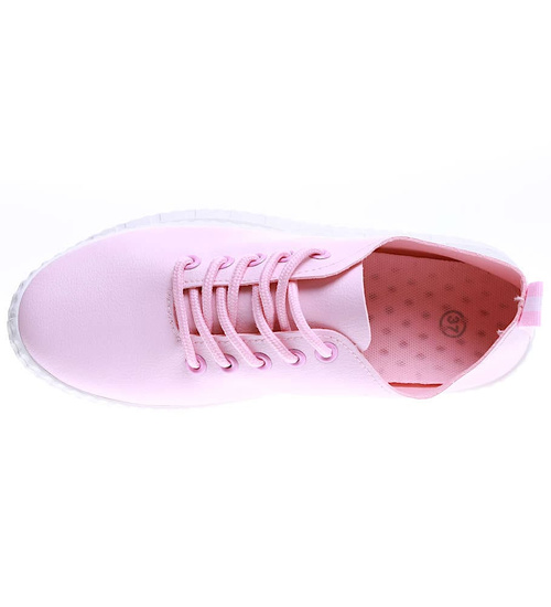 Różowe tenisówki damskie z miękkiego materiału /D6-2 15812 T134/