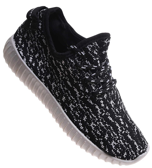 Dziewczęce czarno białe buty sportowe /E10-2 17499 T192/