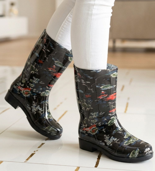 Kalosze gumiaki damskie w kwiaty /A1-1 14709 T328/