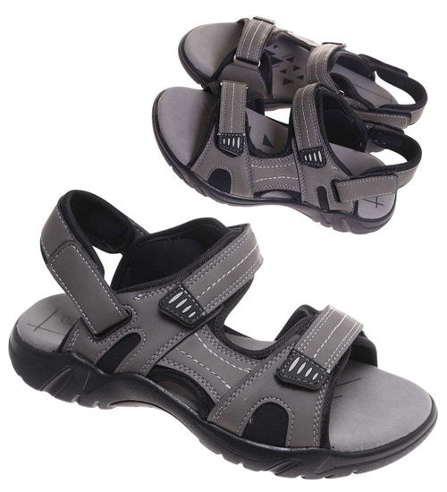 Szare chłopięce sandały na rzepy /F6-3 17920 T459/