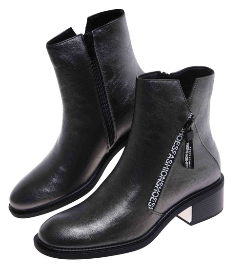 Metaliczne botki z wysoką cholewką /A5-2 18078 T333/