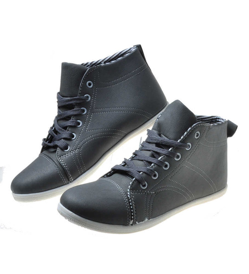 Wygodne trampki z wysoką cholewką SZARE /B2-2 6498 S192/