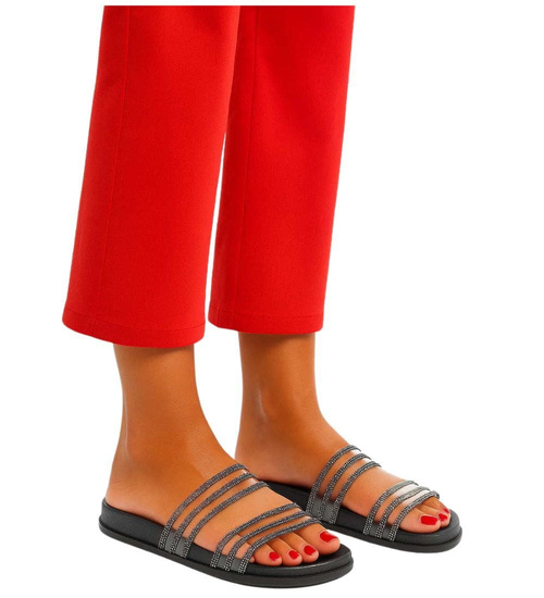 Czarne basenowe wodoodporne klapki damskie /F8-2 14294 S038/