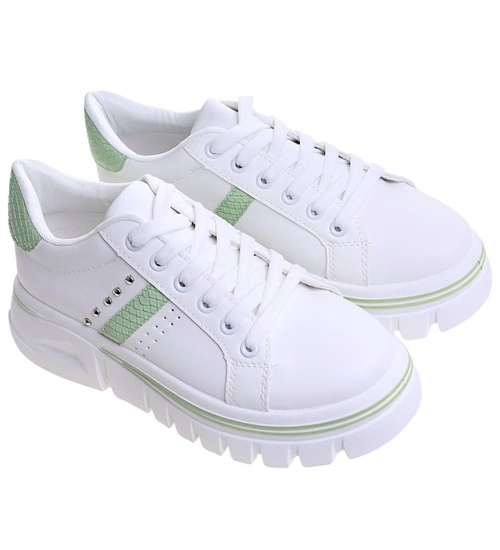 Białe trampki damskie na platformie /C1-3 13685 S247/