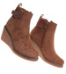 Karmelowe botki damskie na koturnie /D2-1 18352 W385/