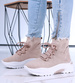 Wysokie wsuwane trampki damskie na platformie Khaki  //E8-1 15682 T184/