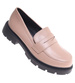 Beżowe półbuty loafersy damskie na platformie /H2 18628 W147/