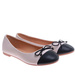 Beżowo czarne baleriny damskie z kokardą /E7-2 17533 G133/