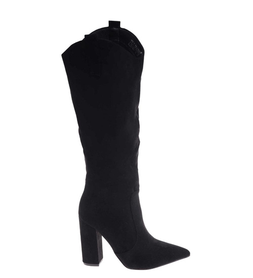 Klasyczne czarne kozaki damskie do kolan /F5-1 18341 T563/