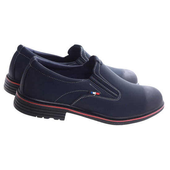 Wsuwane męskie półbuty granatowe pantofle /D8-2 14663 T496/