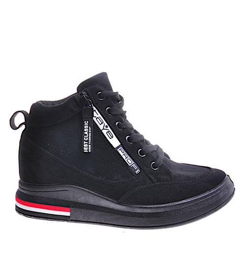 Czarne trampki damskie Sneakersy na koturnie /A3-1 10785 T597/