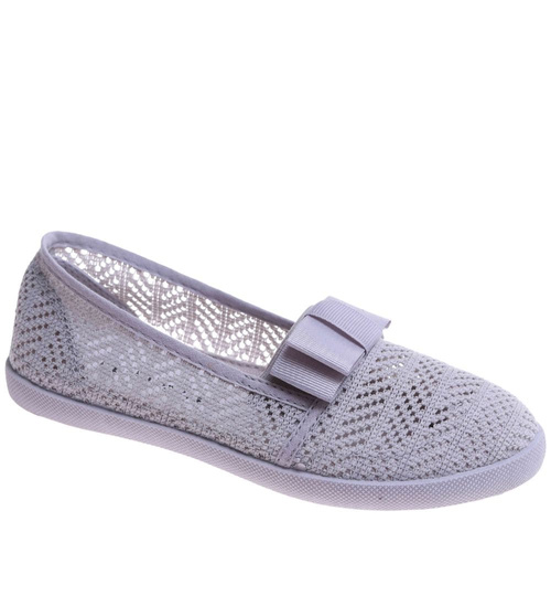 Ażurowe dziewczęce tenisówki Szare /D3-2 13656 T8/