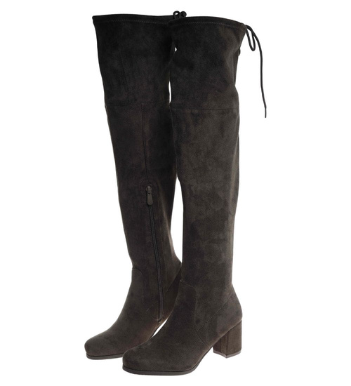 Oliwkowe wysokie kozaki muszkieterki /G1-2 18447 T387/