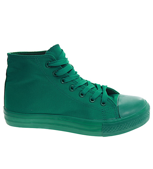 Klasyczne zielone trampki damskie z wysoką cholewką /H2 16723 G9-84/
