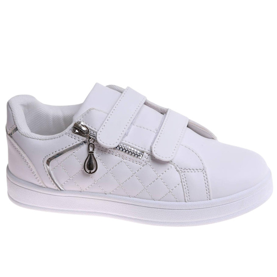 Białe trampki dziewczęce na rzepy /E3-2 17306 T282/