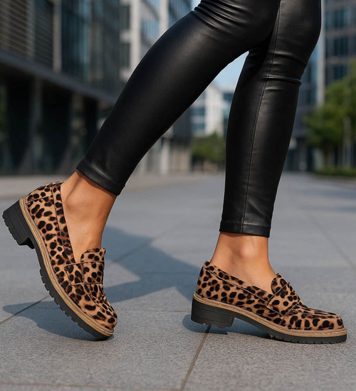 Półbuty damskie w panterkę /K3-2 18624 W147/