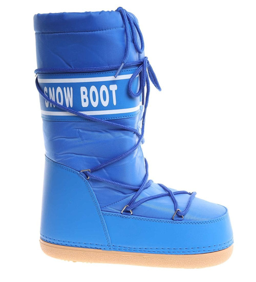 Niebieskie wysokie kozaki śniegowce damskie /D7-1 18593 T235/