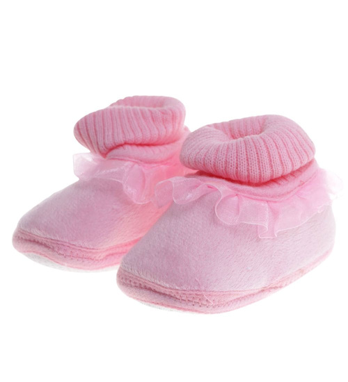 Różowe pluszowe kapcie dla niemowląt /H2 17568 MX2-5/