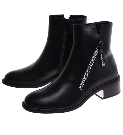 Czarne botki z wysoką cholewką /F1-3 18077 T333/