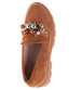 Karmelowe półbuty loafersy na platformie z kamieniami /B6-2 18484 T203/
