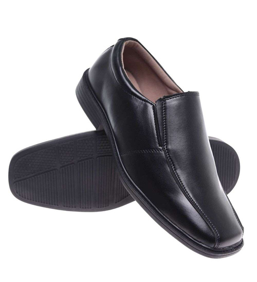 Czarne wkładane półbuty pantofle męskie /G3-3 18674 T299/