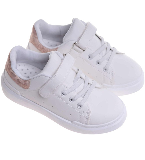 Dziecięce białe trampki na rzepy /F6-2 18116 T186/