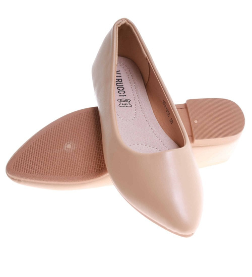 Beżowe klasyczne baleriny damskie /E4-2 17737 W192/