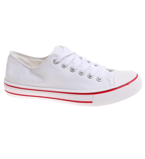 Klasyczne białe trampki sznurowane /G1-3 17978 T154/