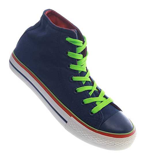 Klasyczne WYSOKIE damskie trampki tenisówki granatowe /A2-3 7822 S100/