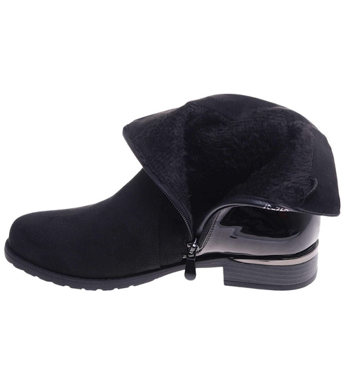 Klasyczne czarne botki damskie zimowe /G5-2 18575 W435/