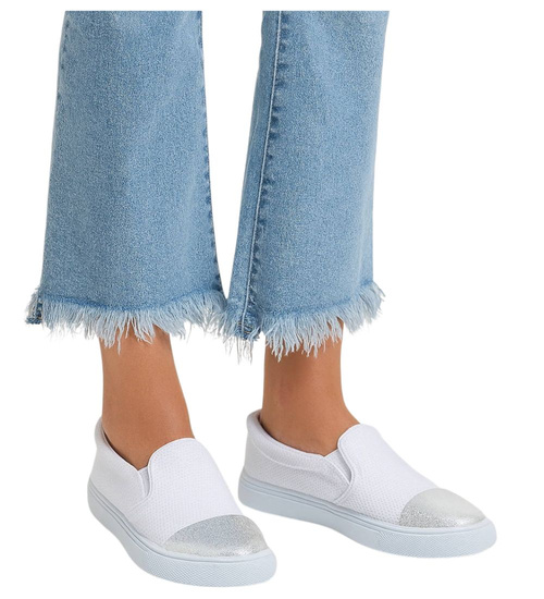 Wsuwane białe trampki dziewczęce slip on /B5-2 13683 T004/