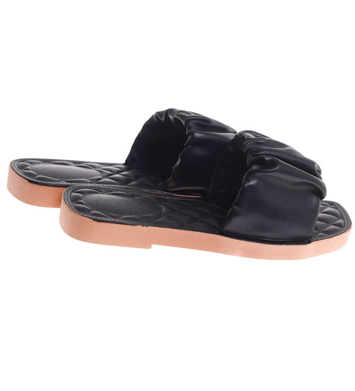 Czarne casualowe klapki damskie /G2-2 17738 W066/