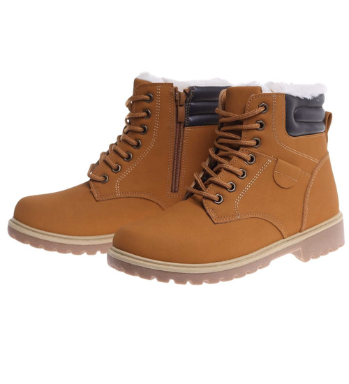 Ocieplane chłopięce camelowe buty zimowe /C2-2 18610 T364/