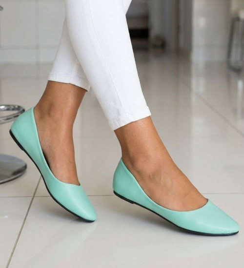 Pastelowe seledynowe balerinki damskie /F10-2 18735 T087/