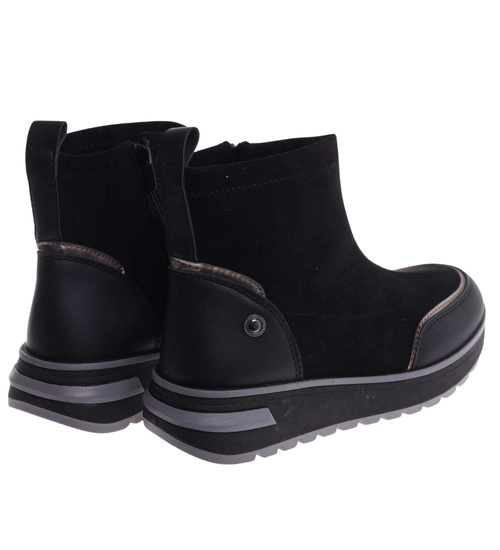 Sportowe botki damskie na zimę czarne /B4-1 18556 W205/