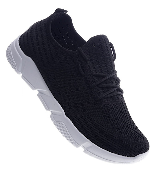 Wsuwane elastyczne czarne buty sportowe /A4-3 13173 T259/